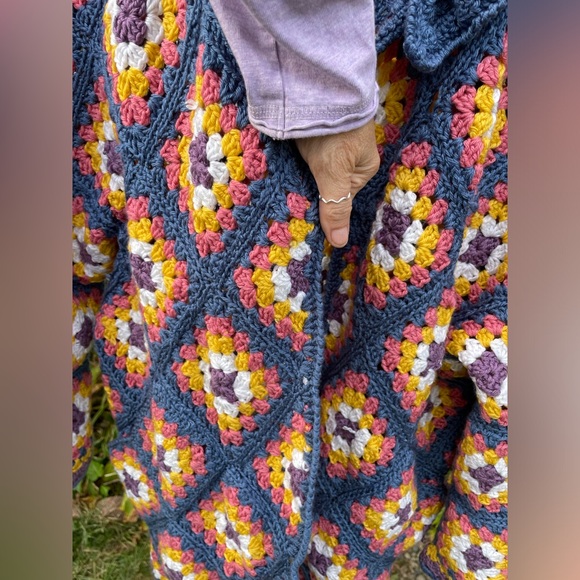 Handmade Crochet Wide Sleeve Open Front Sweater with POCKETS! NOWT - Picture 12 of 15